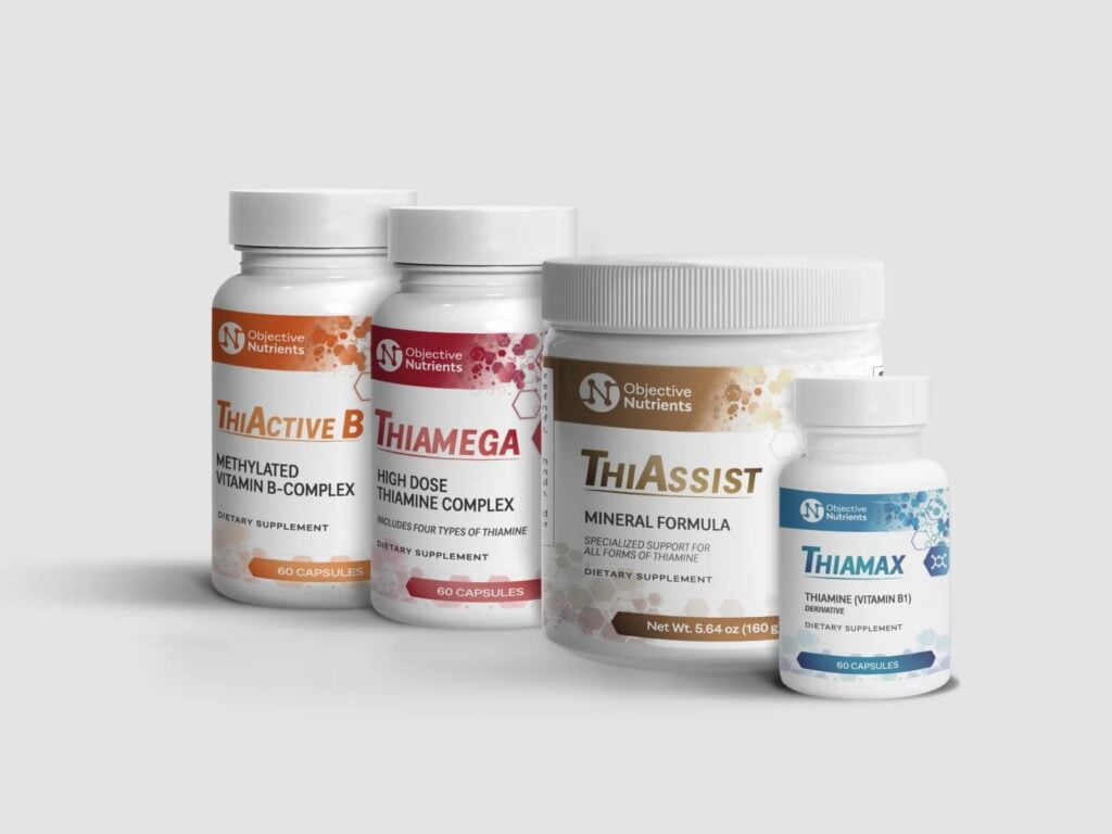 Image of bundled products which includes Thiamax, Thiassist, Thiamega and ThiActive B