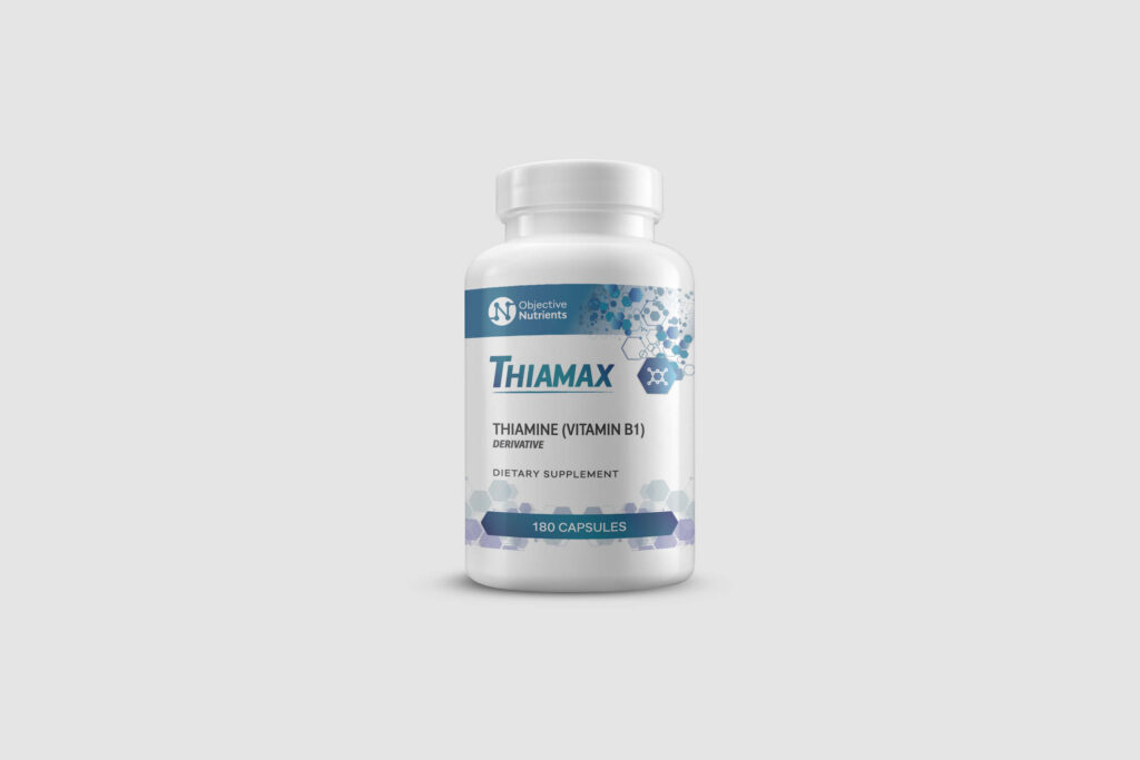 Thiamax vitamin B1 front of bottle